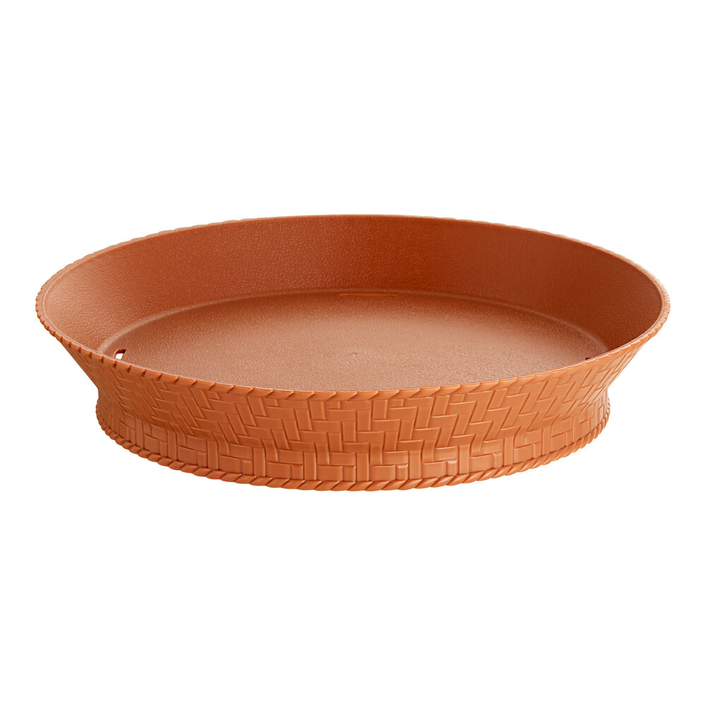 GET RB-880-TER 10 1/2" Terracotta Round Plastic Fast Food Basket with Base - 12/Pack