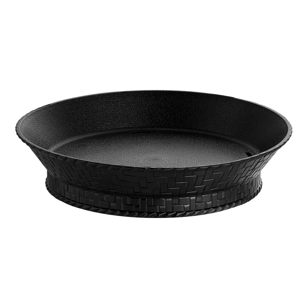 GET RB-892-BK 9" Black Round Plastic Fast Food Basket with Base - 12/Pack