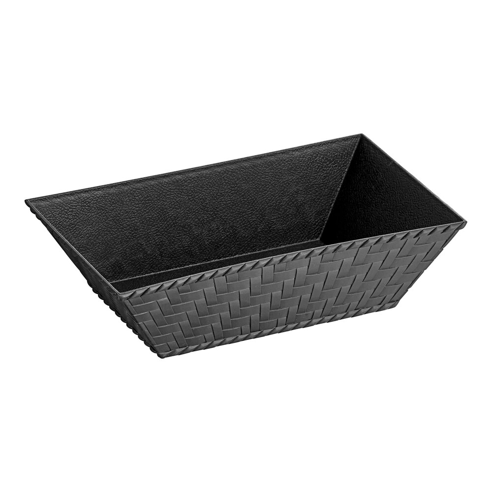 GET RB-893 8" x 4 1/2" Black Rectangular Plastic Fast Food Basket - 12/Pack