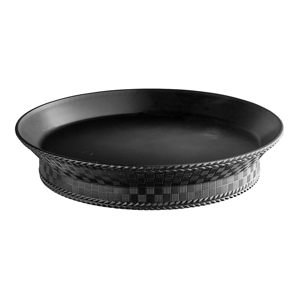Carlisle 652703 WeaveWear 10 3/8" Black Round Plastic Serving Basket - 12/Case