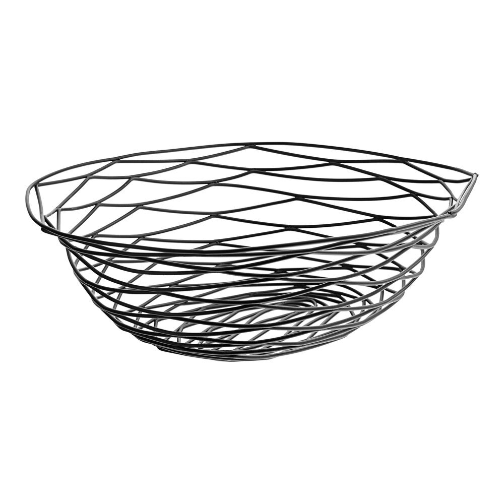 Tablecraft BK17412 Artisan Oval Black Wire Basket - 12" x 9" x 3"