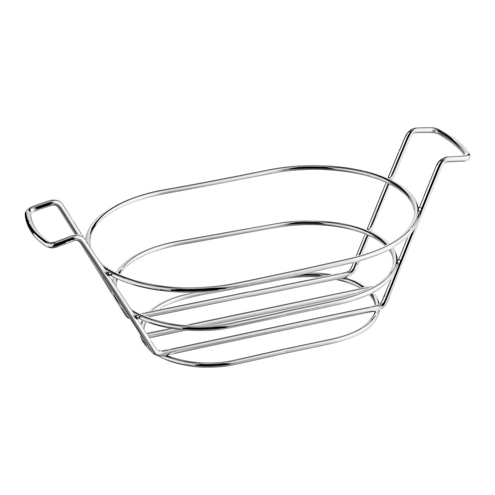 Clipper Mill by G.E.T. 4-22785 8 1/2" x 6" Stainless Steel Oval Basket with Handles