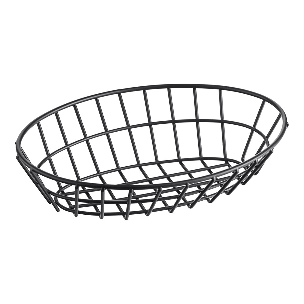 Clipper Mill by G.E.T. 4-30144 9 1/4" x 6 1/2" Black Iron Powder Coated Oval Grid Basket