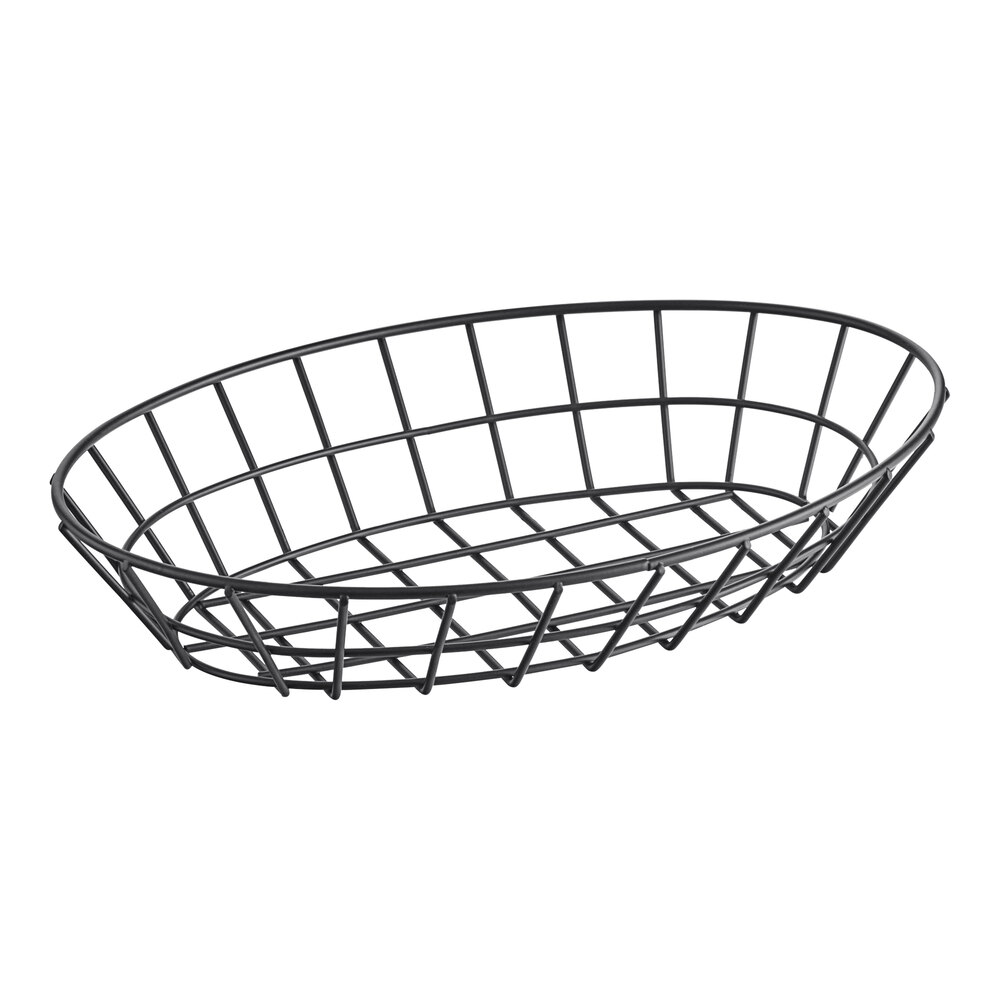 Clipper Mill by G.E.T. 4-30188 12" x 8 1/4" Black Iron Powder Coated Oval Grid Basket