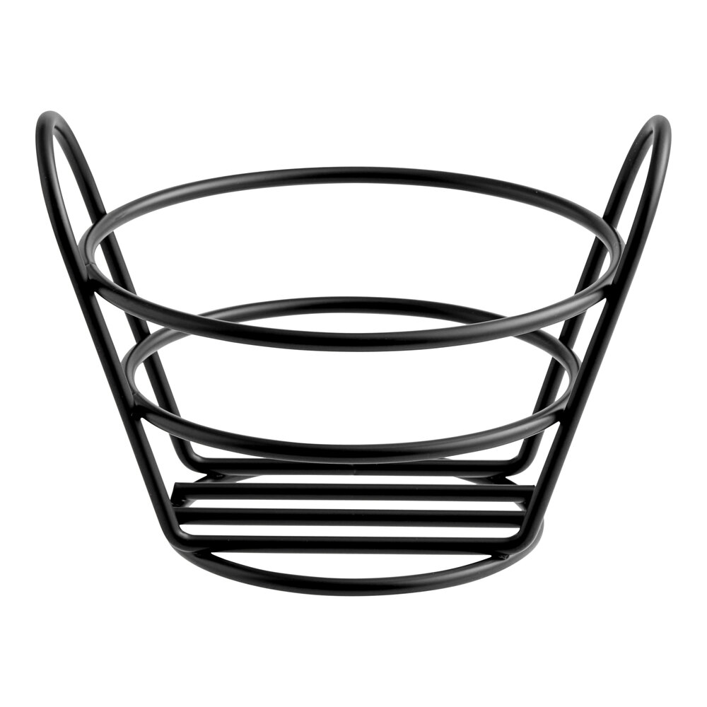 Clipper Mill by G.E.T. 4-33780 5 3/8" Black Powder Coated Iron Round Wire Bucket Basket