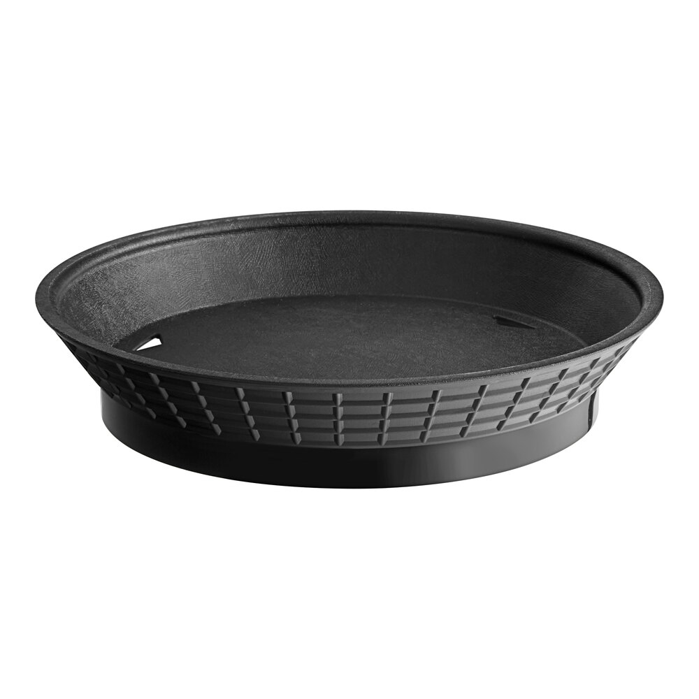 Tablecraft 15759BK 9" Black Plastic Diner Platter / Fast Food Basket with Base - 12/Pack