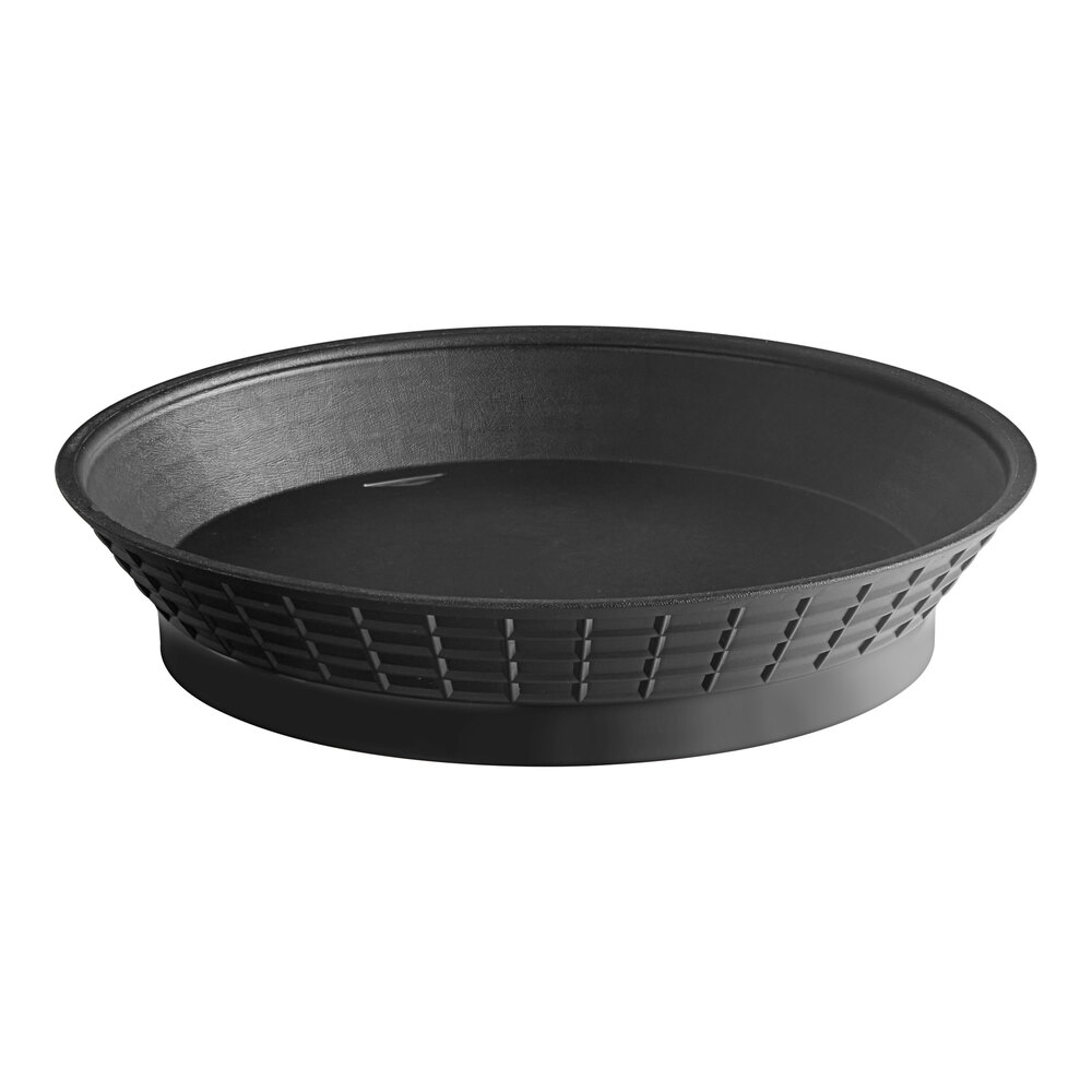 Tablecraft 157512BK 12" Black Plastic Diner Platter / Fast Food Basket with Base - 12/Pack
