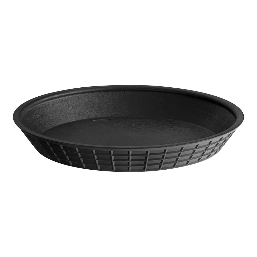 Tablecraft 13759BK 9" Black Plastic Diner Platter / Fast Food Basket - 12/Pack