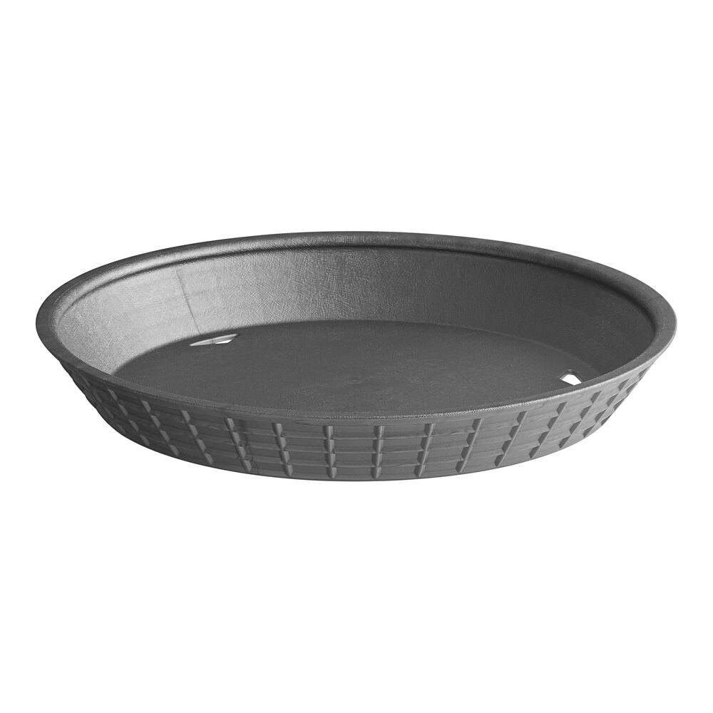 Tablecraft 13759GM 9" Gunmetal Plastic Diner Platter / Fast Food Basket - 12/Pack