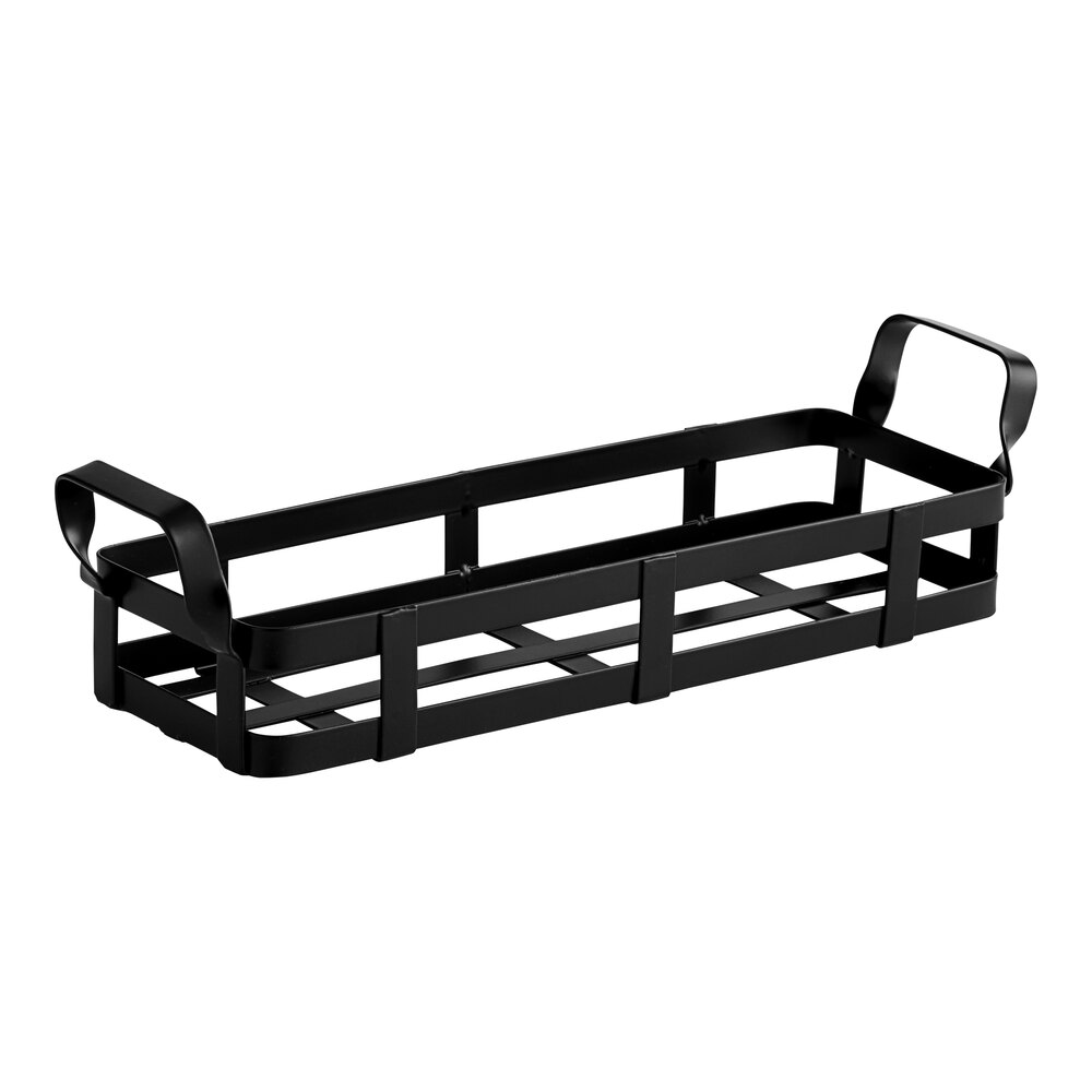 American Metalcraft BWC12 Black Rectangular Condiment Caddy - 12 3/4" x 4 3/8" x 3 1/2"