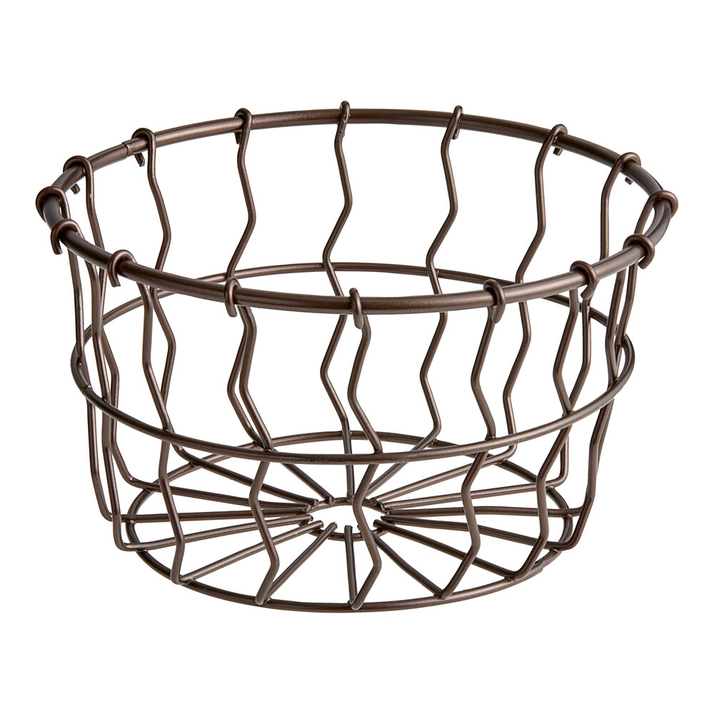 American Metalcraft WBBM Bronze Round Wire Basket - 7" x 4 1/4"