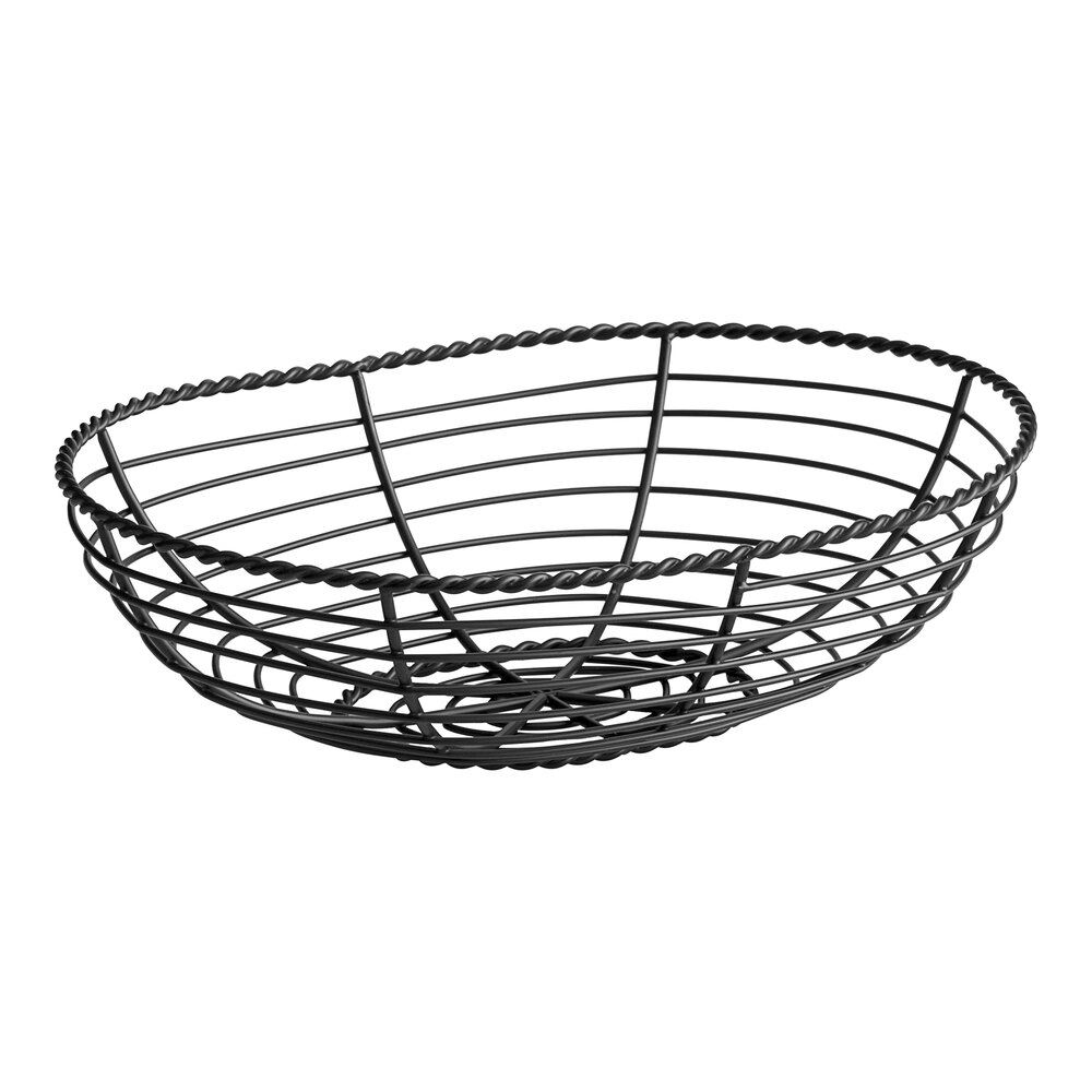 Clipper Mill by G.E.T. WB-702 10" x 7" Black Powder Coated Iron Oval Braided Wire Basket