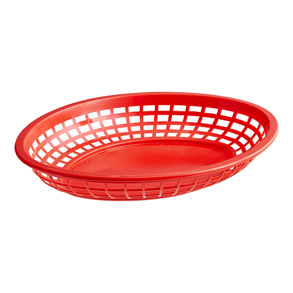 Tablecraft C1084R Red Jumbo Oval Polypropylene Fast Food Basket - 12/Pack