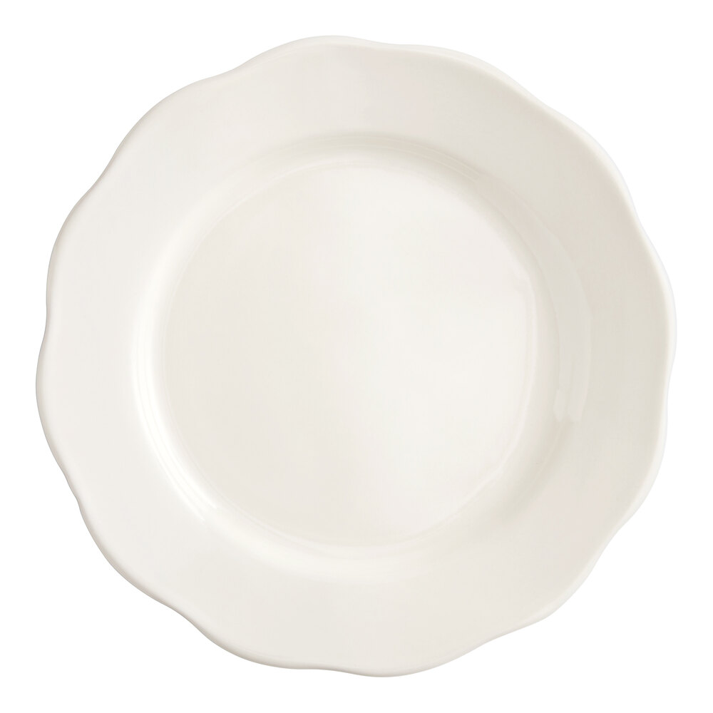 Acopa 6 3/8" Ivory (American White) Scalloped Edge Stoneware Plate - 36/Case
