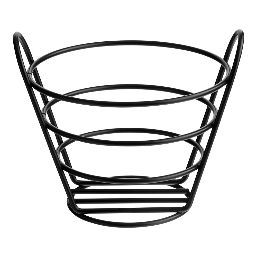 Clipper Mill by G.E.T. 4-33782 6 1/4" Black Powder Coated Iron Round Wire Bucket Basket