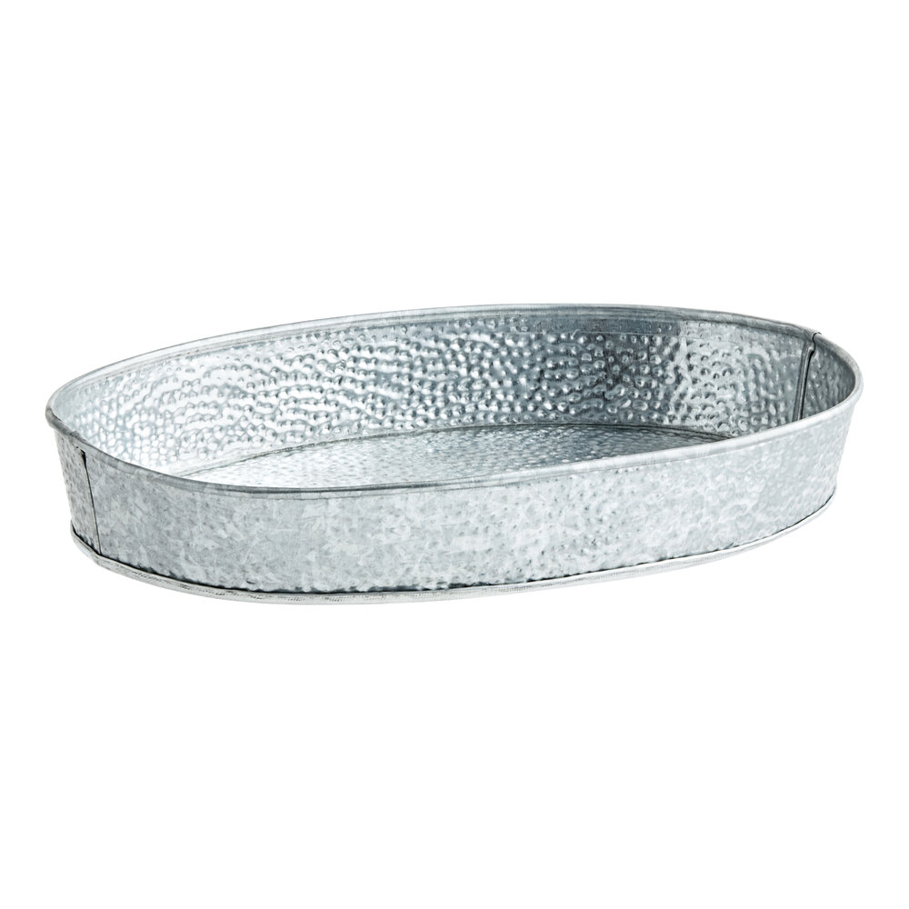 Tablecraft GP129 12" x 9" Oval Galvanized Steel Diner Platter