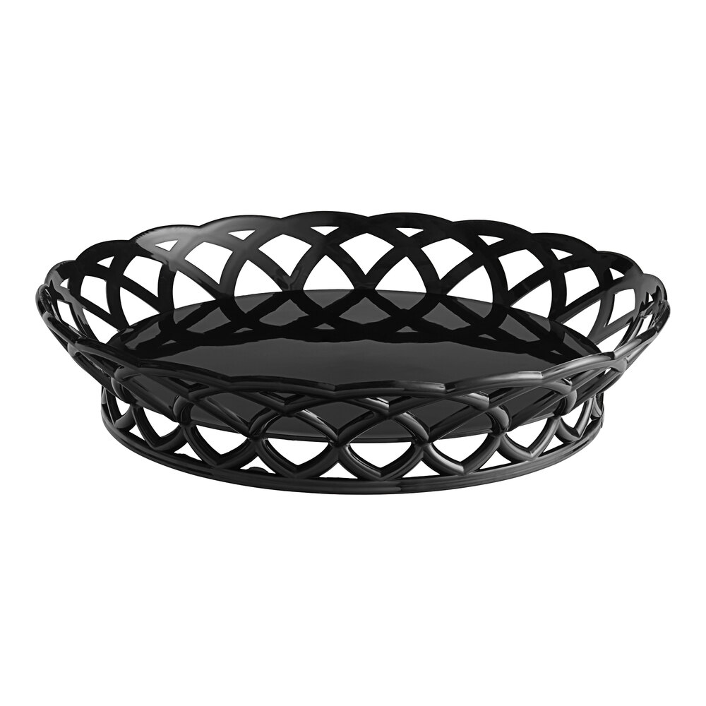GET RB-860-BK 10 1/2" Black Round Plastic Fast Food Basket - 12/Pack