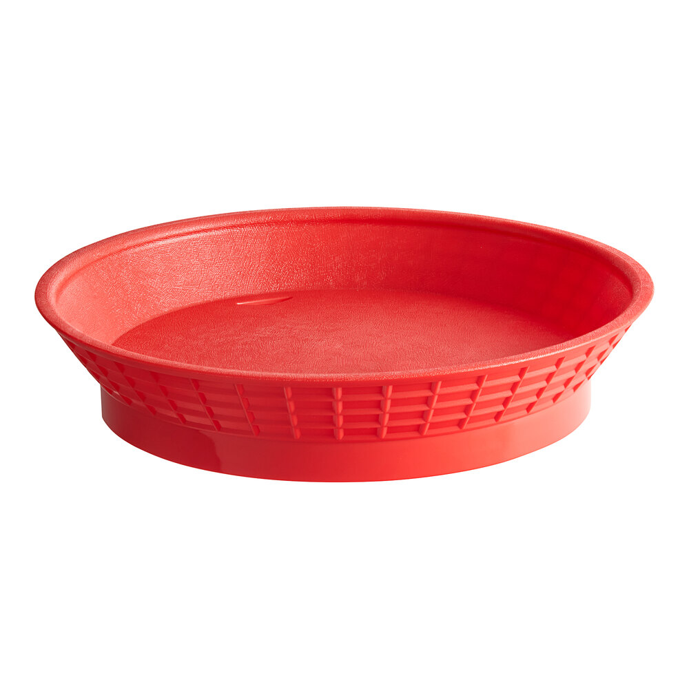 Tablecraft 15759R 9" Red Plastic Diner Platter / Fast Food Basket with Base - 12/Pack