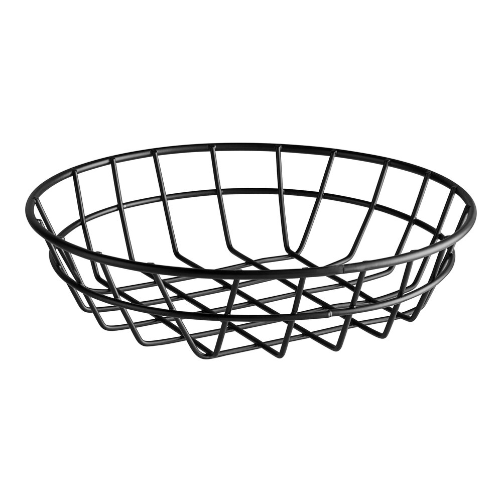 American Metalcraft WIB80 Black Round Wire Basket - 8" x 2"