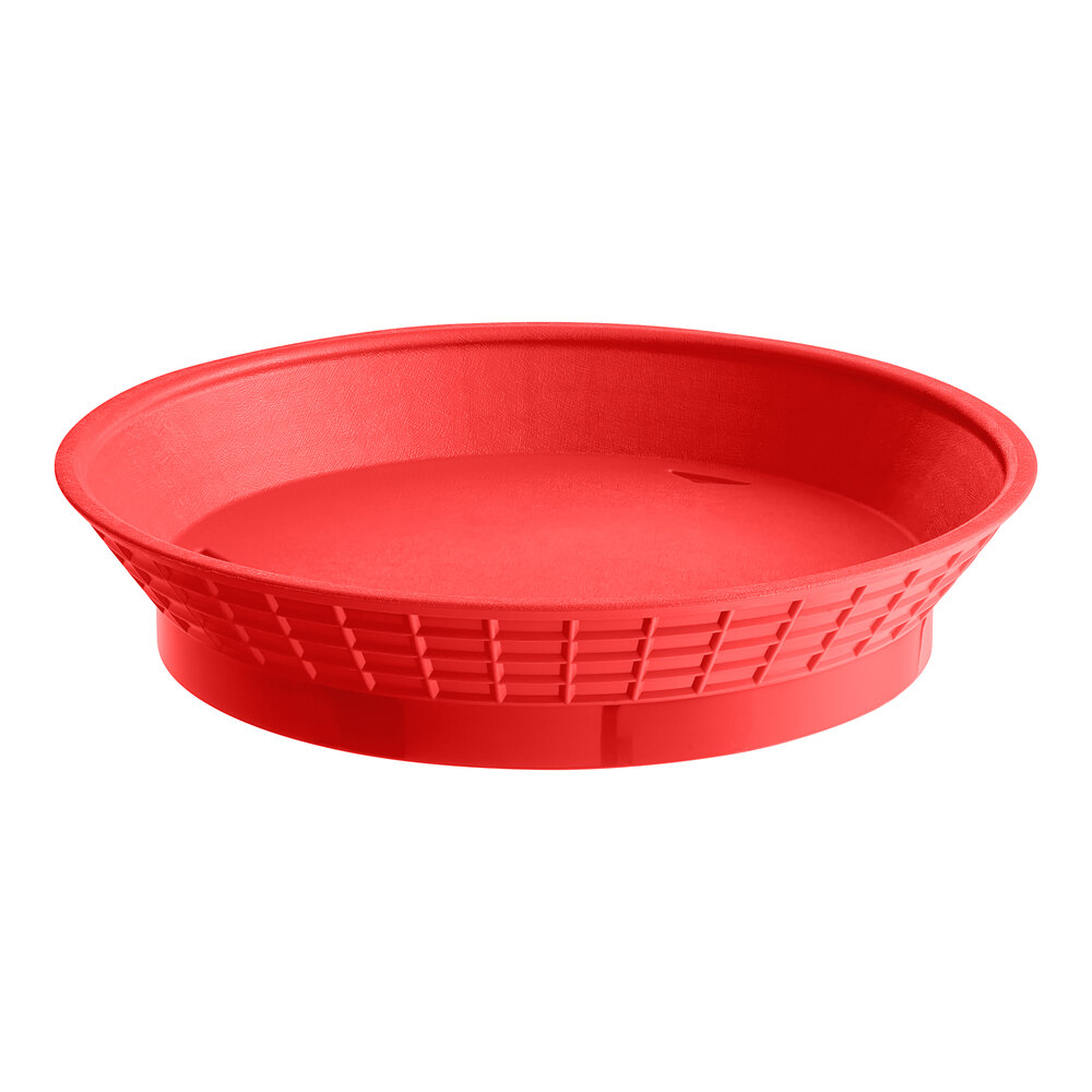Tablecraft 157510R 10 1/2" Red Plastic Diner Platter / Fast Food Basket with Base - 12/Pack