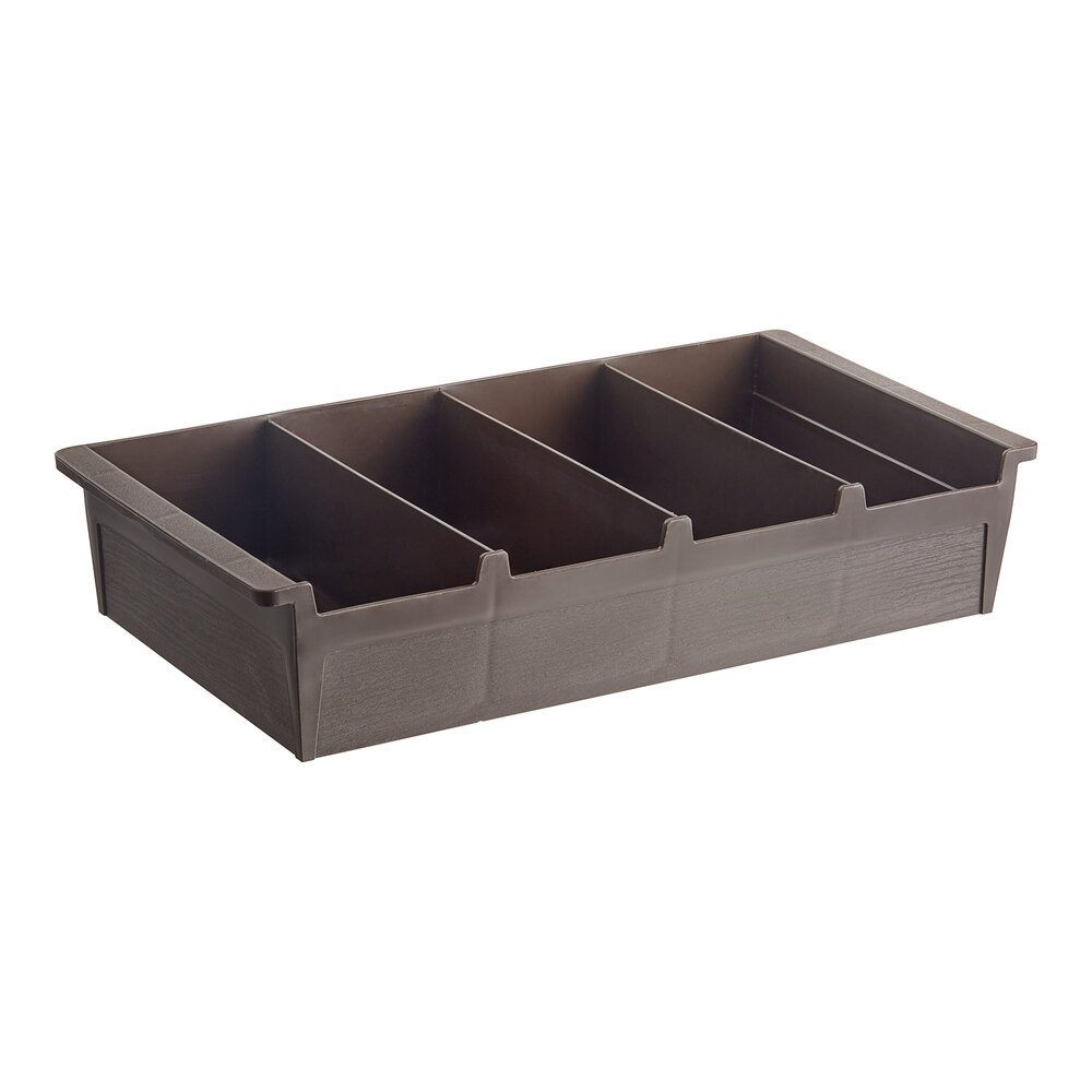 Vollrath 52652 Brown 4-Compartment Polypropylene Cutlery Box