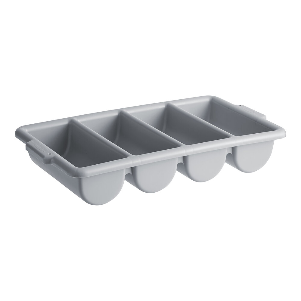 Rubbermaid® FG336200GRAY Gray 4-Compartment High Density Polyethylene Cutlery Box