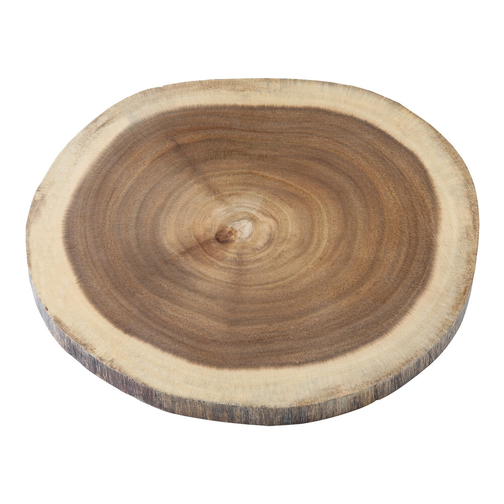 Tablecraft Acacia Collection 12" x 3/4" Round Live Edge Acacia Wood Serving Board