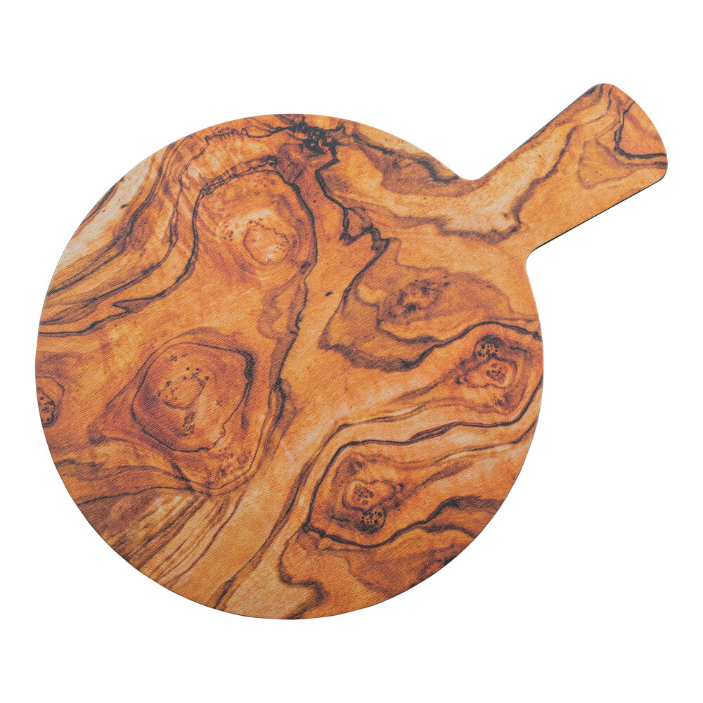 Tablecraft 10" Round Faux Olive Wood Melamine Serving Paddle