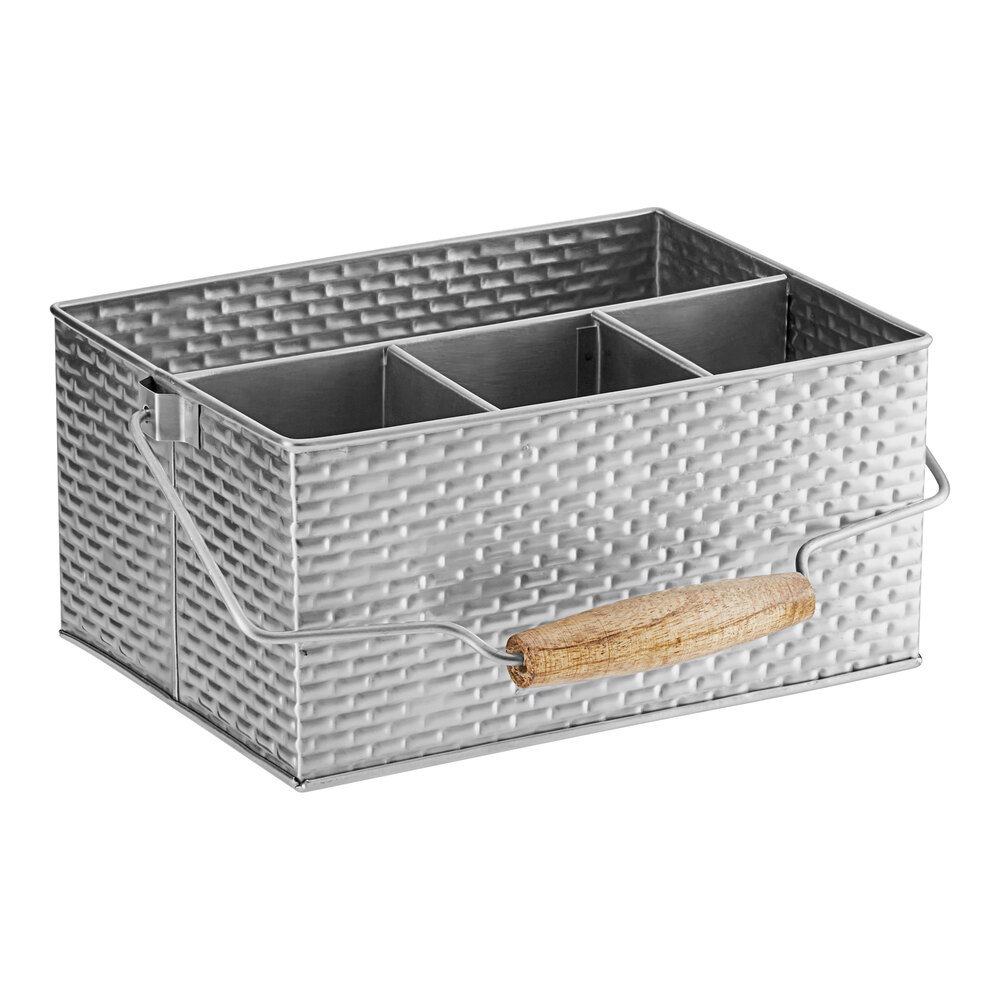 Tablecraft GPSSCADDY Brickhouse 10 3/4" x 8 1/2" Stainless Steel Flatware Caddy