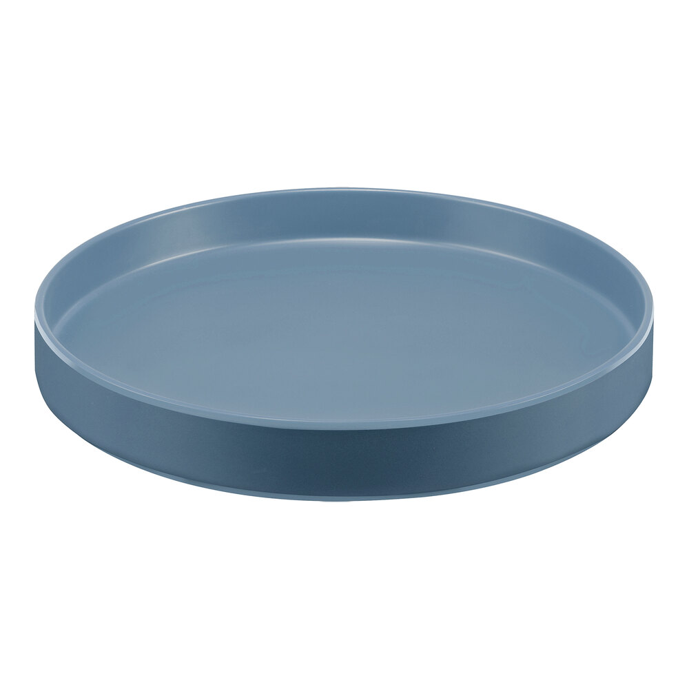 Cal-Mil Hudson 12" Stone Blue Raised Rim Melamine Plate