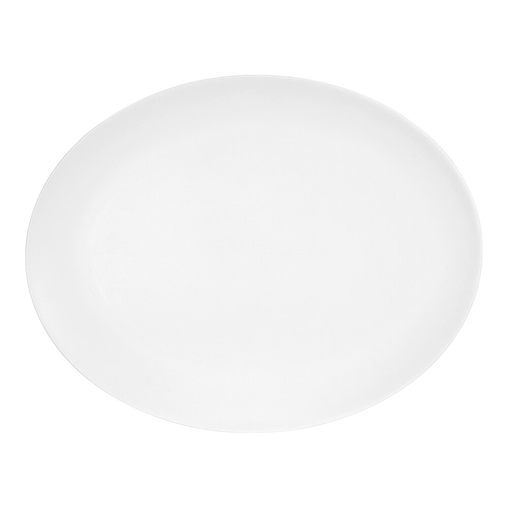 Cal-Mil Shallow Coupe 12" x 9" White Oval Melamine Platter