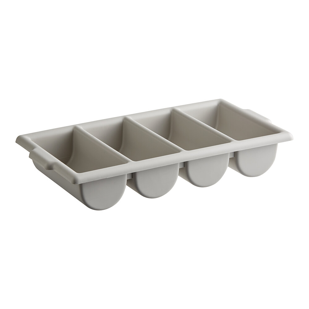 Carlisle 107123 Save-All Gray 4-Compartment Polyprolyene Cutlery Box