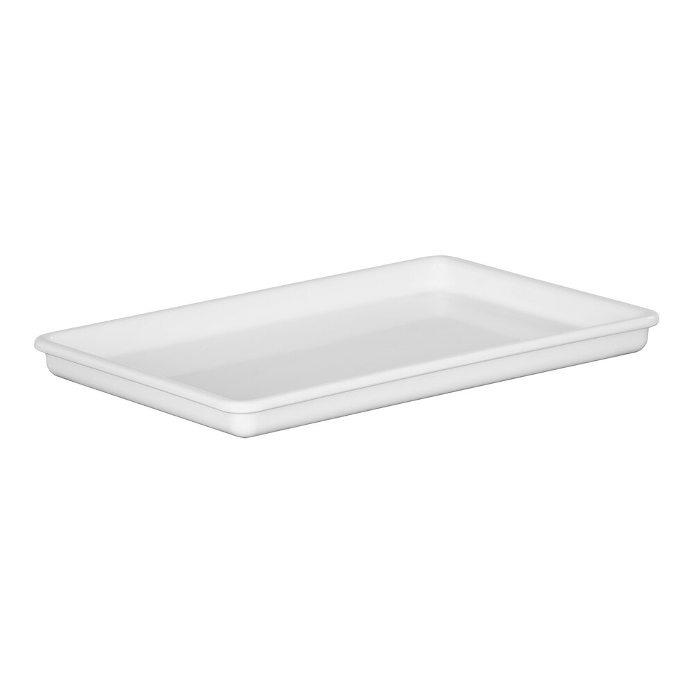 Cal-Mil Rolled Rim 13" x 9" x 1" White Melamine Serving Tray