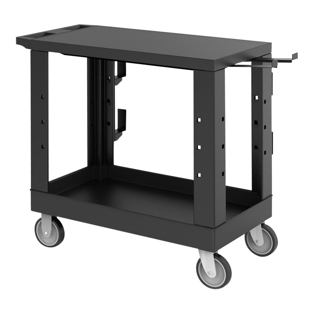 Luxor 35 1/4" x 18" x 33 1/2" Heavy-Duty HDPE Industrial Cart with Tub Shelf and Flat Shelf EC21-NDUST-B