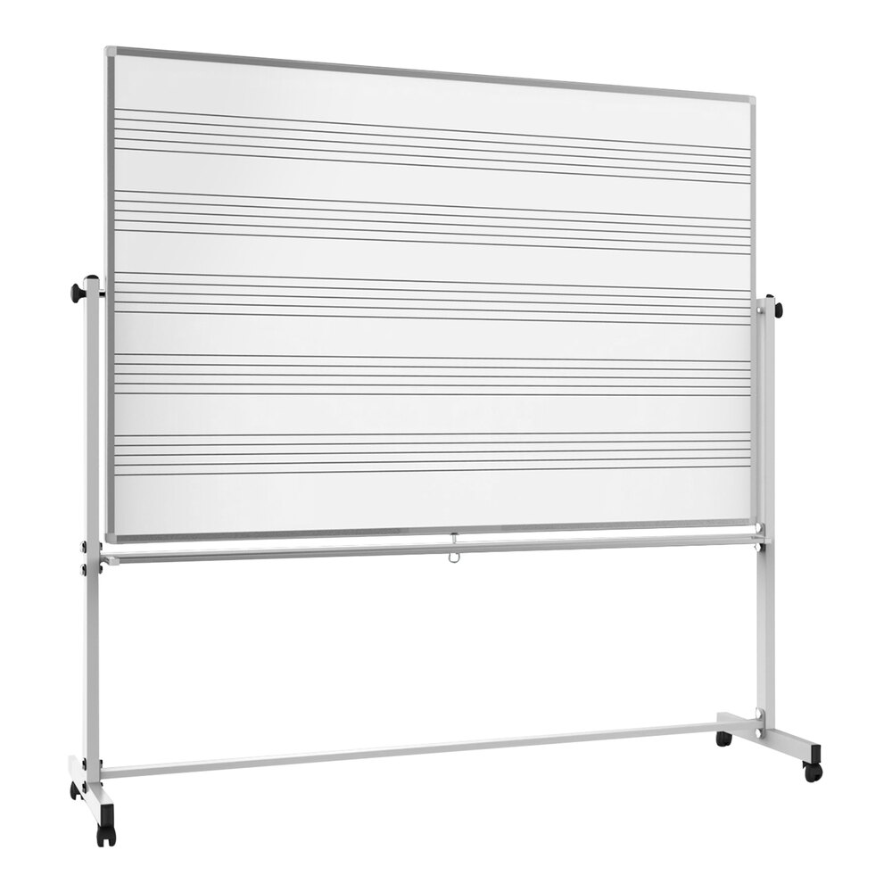Luxor 72" x 48" Double-Sided Magnetic Music Whiteboard with Aluminum Frame and Mobile Stand MB7248MW