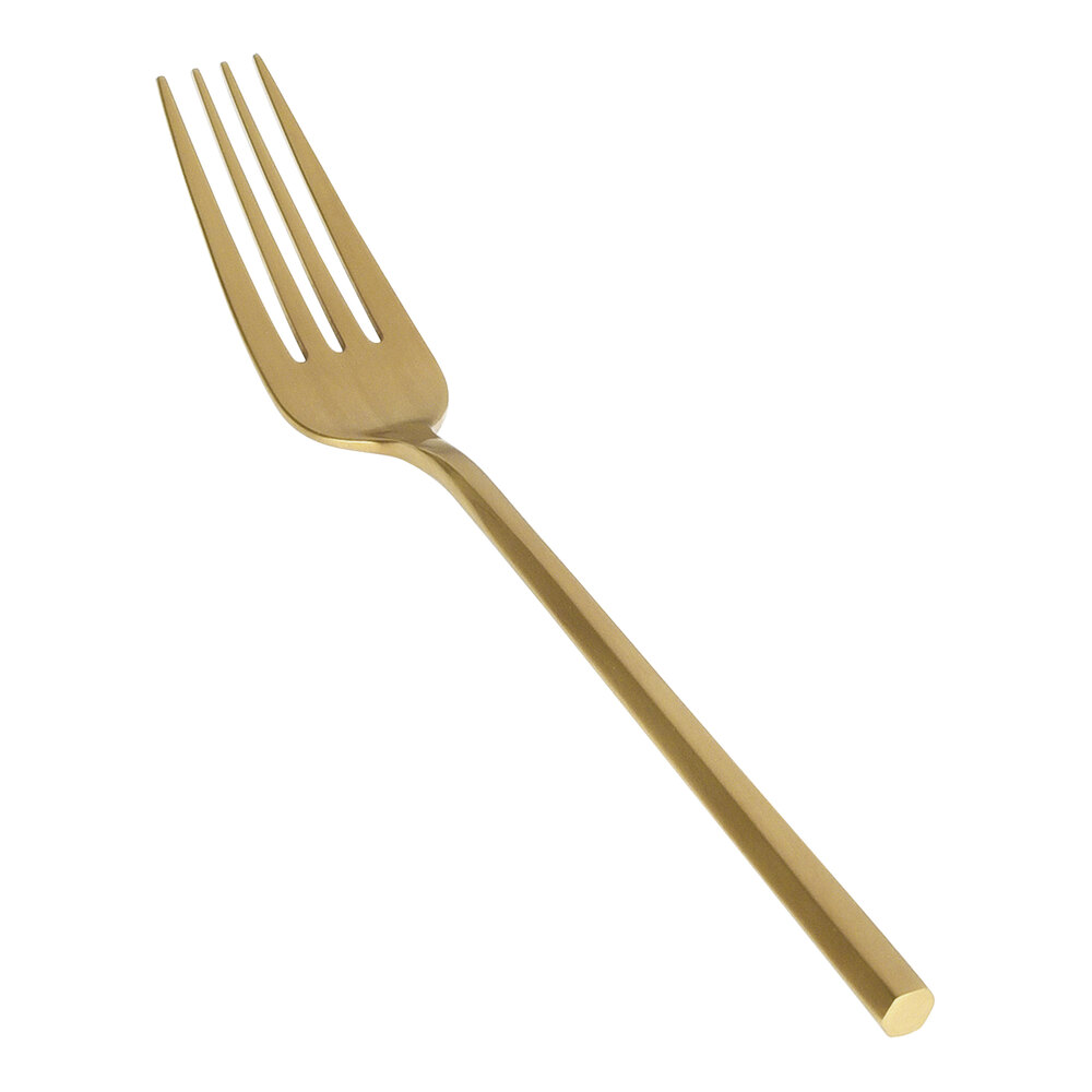 Front of the House Hector 8 1/4" 18/10 Stainless Steel Extra Heavy Weight Matte Brass Dinner Fork - 12/Case