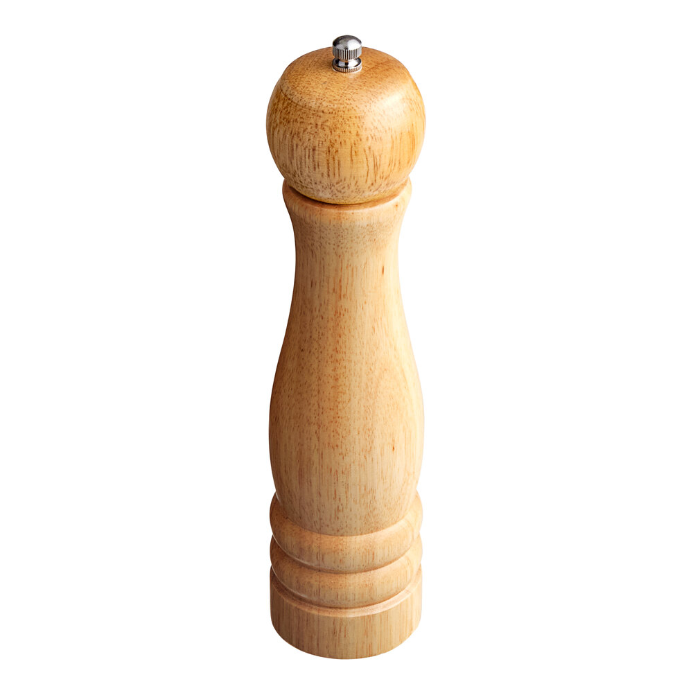 Acopa 10" Matte Natural Wooden Salt / Pepper Mill