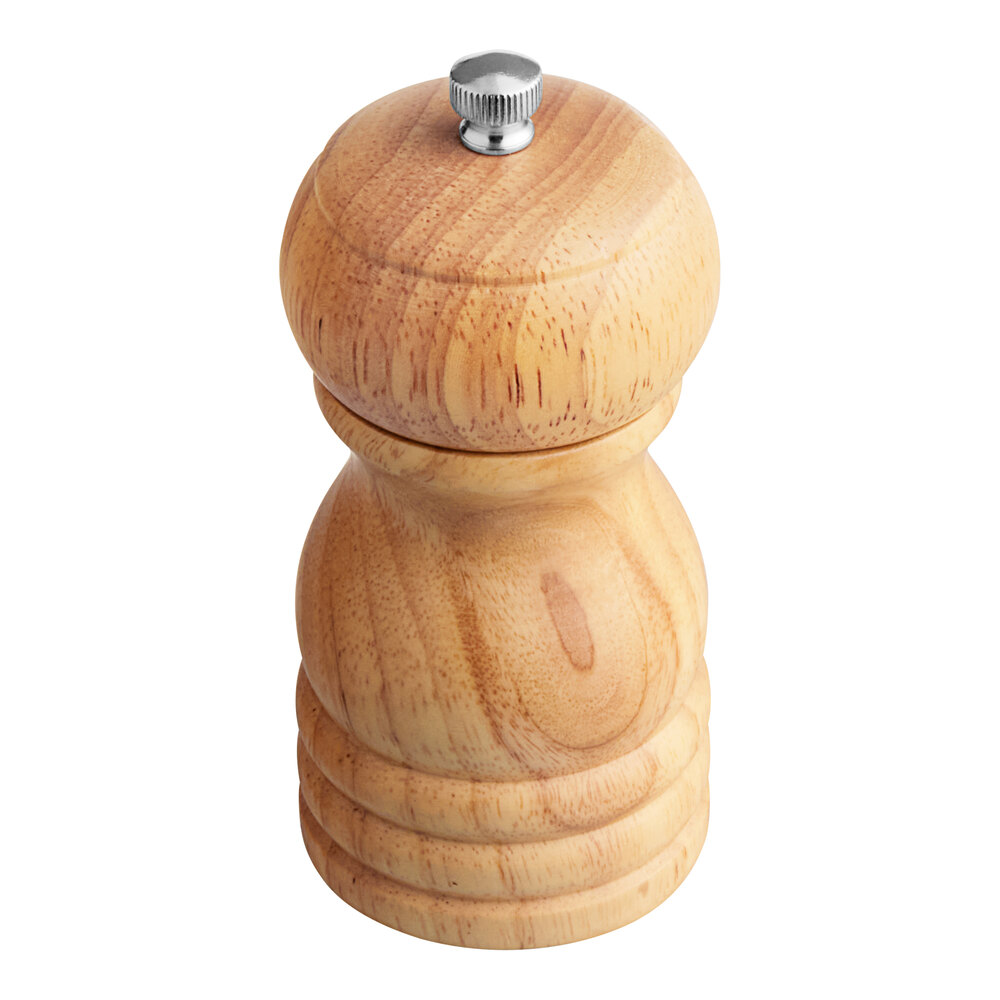 Acopa 4" Matte Natural Wooden Salt / Pepper Mill