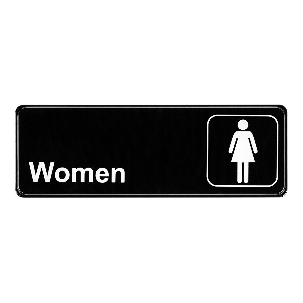 Lavex Women's Restroom Sign - Black and White, 9" x 3"