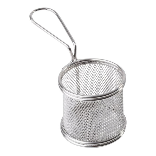 APS Snackholder 3" x 3" Round Stainless Steel Mini Fry Basket