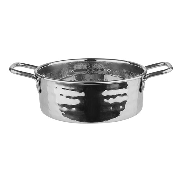 APS Mumbai 18.6 oz. Round Hammered Stainless Steel Serving Pot
