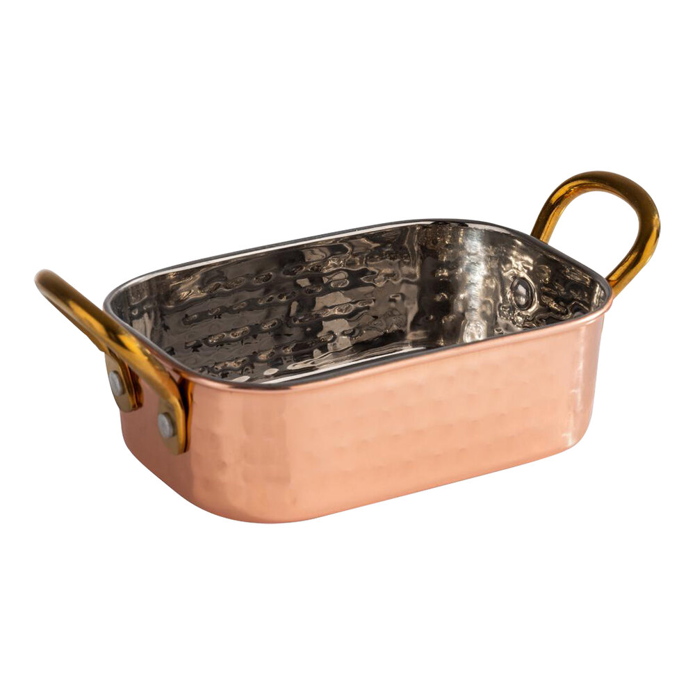 APS Mumbai 8.5 oz. Rectangular Hammered Copper Serving Pot