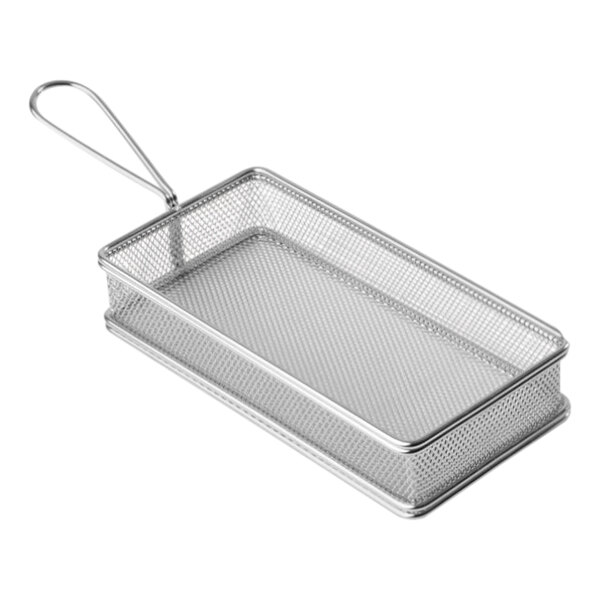 APS Snackholder 8 1/2" x 4" x 1 3/4" Rectangular Stainless Steel Fry Basket