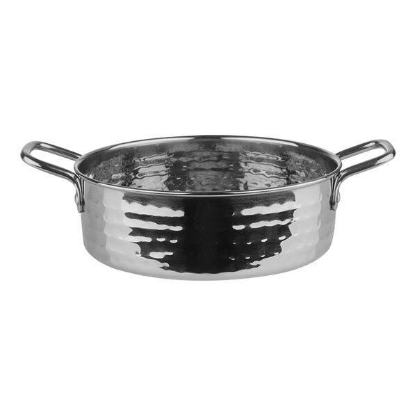 APS Mumbai 25.4 oz. Round Hammered Stainless Steel Serving Pot