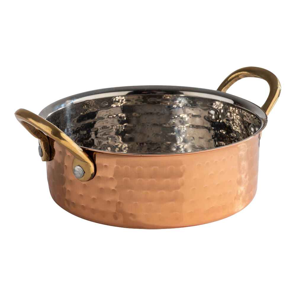 APS Mumbai 16.9 oz. Round Hammered Copper Serving Pot