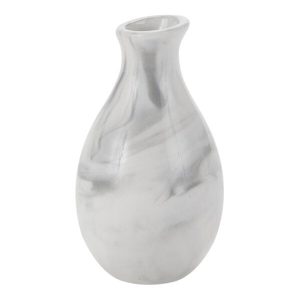 American Metalcraft 2 1/8" x 3 7/8" White Marble Ceramic Jug Vase - 12/Case