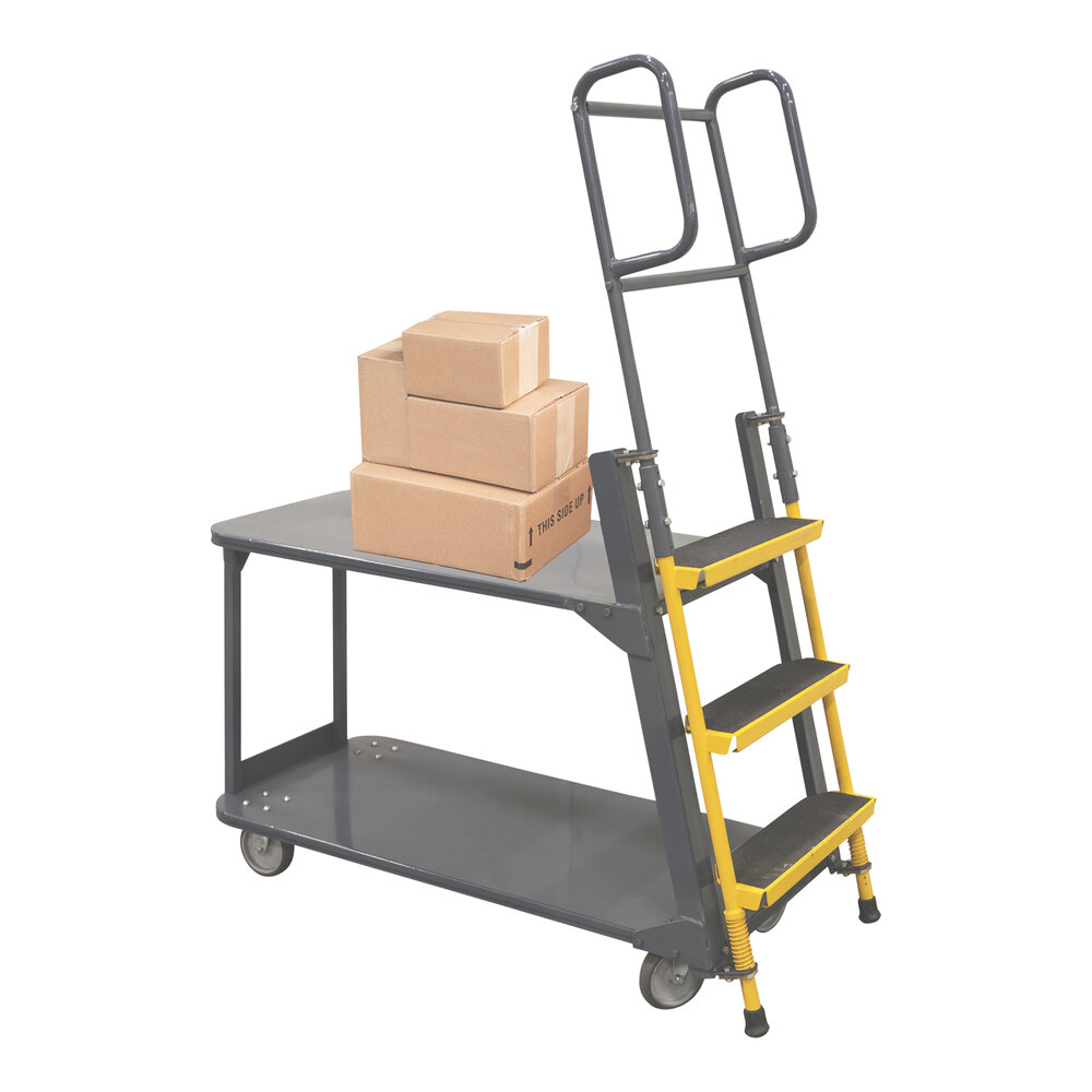 Ballymore 51" x 21" x 63" Steel 2-Shelf Merchandise Ladder Cart BMLC - 1,000 lb. Capacity