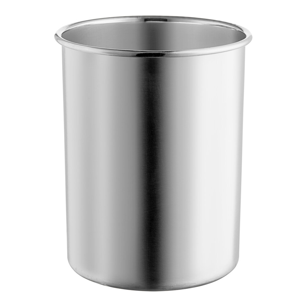 Tablecraft HU2 5 1/4" Round Brushed Stainless Steel Utensil Holder