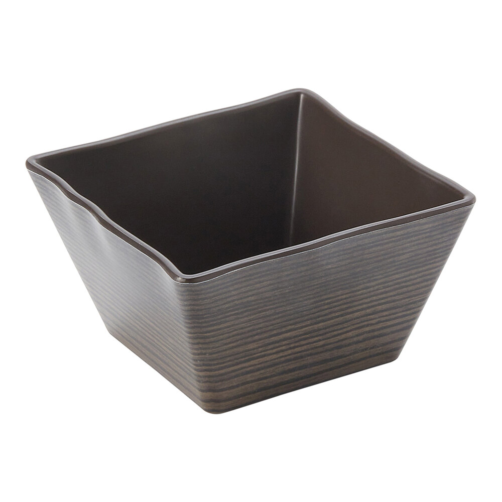 American Metalcraft 23 oz. Square Walnut Melamine Bowl