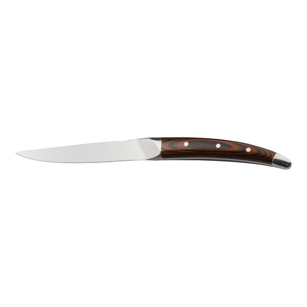 WNK from Steelite International 9 3/8" Stainless Steel Steak Knife with Pistache Pakkawood Handle - 12/Case